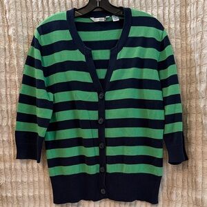 Willow Bay Striped Green and Black Women's Sweater